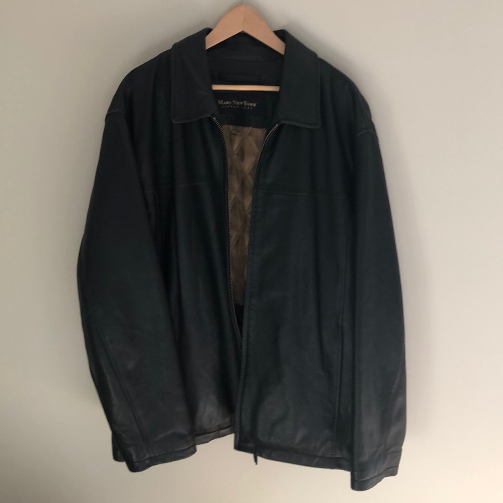 Black leather coat